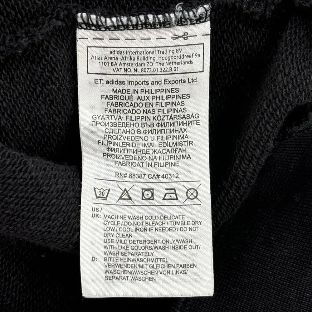 Adidas Hooded Sweatshirt‎ Men's M Black White Allover Spellout Print Hoodie